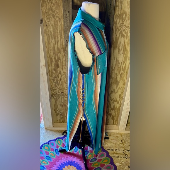 💥Lucky & Blessed Striped Button-up Sleeveless Duster💥 NWOT - Picture 2 of 8